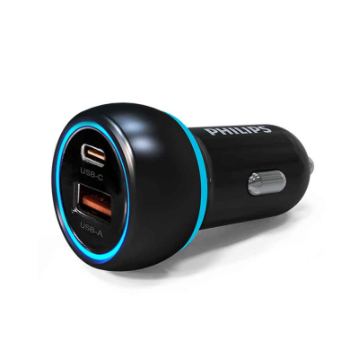 PHILIPS CAR CHARGER 38W PD QC 2 PORTS TYPE C DLP2552PB