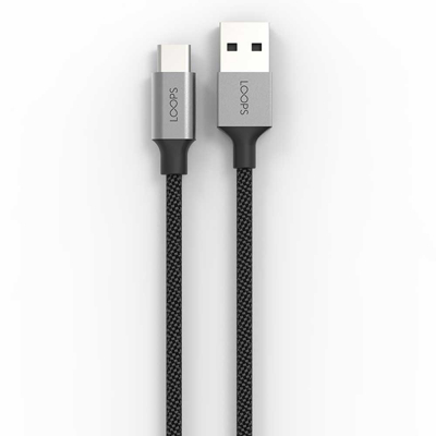LOOPS KABEL DATA / KABEL CHARGER NYLON CABLE TYPE C 1.2M BLACK