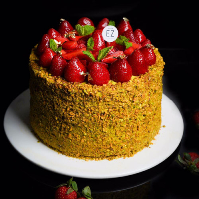 Strawberry Pistachio Cake