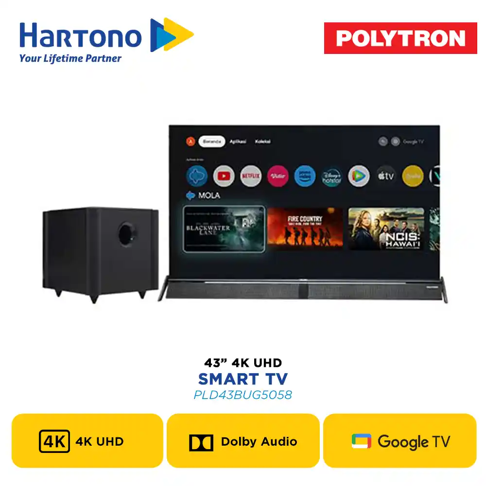 POLYTRON 43 INCH 4K UHD GOOGLE SMART TV CINEMAX SOUNDBAR PLD43BUG5058