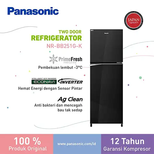 PANASONIC KULKAS 2 PINTU KECIL SMALL 2 DOOR REFRIGERATOR NRBB251GK