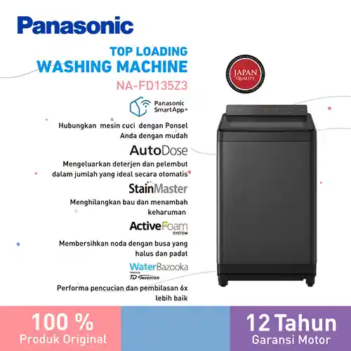 PANASONIC MESIN CUCI 1 TABUNG TOP LOAD WASHER NAFD135Z3BS