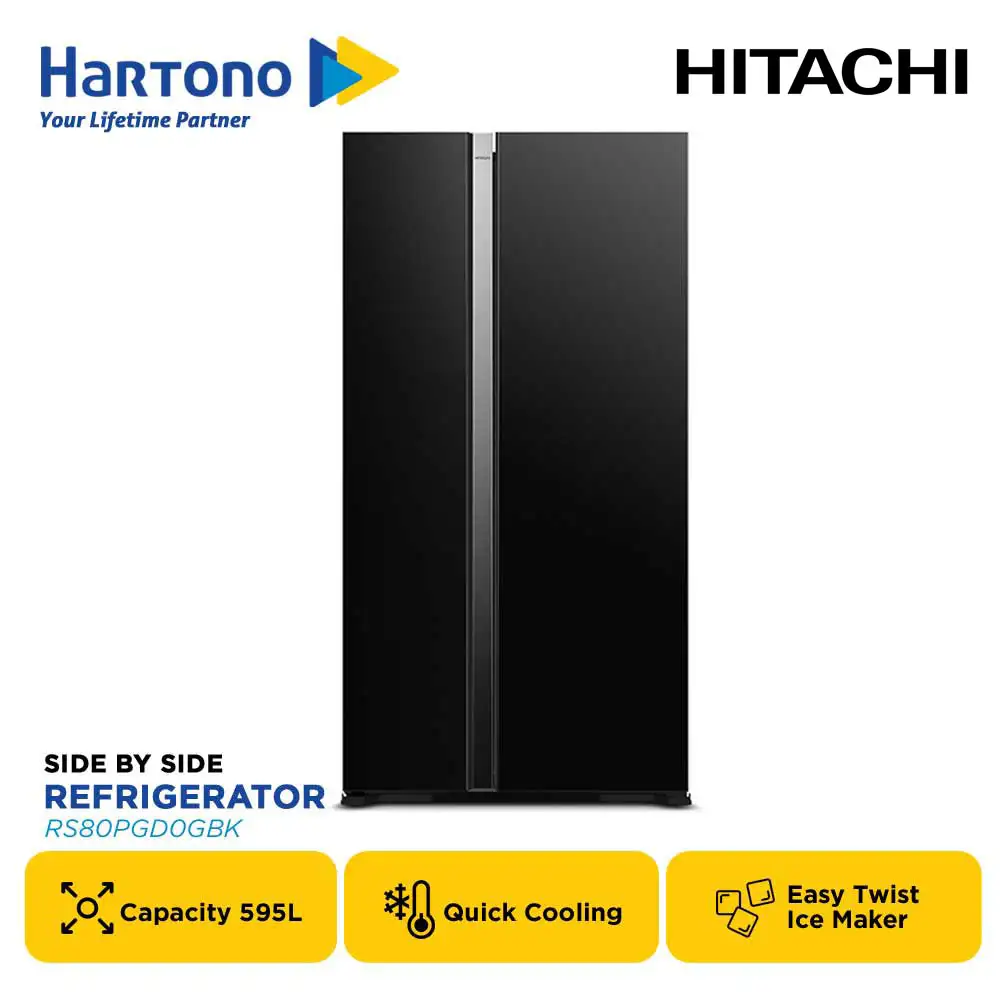 HITACHI KULKAS SIDE BY SIDE REFRIGERATOR RS80PGD0GBK