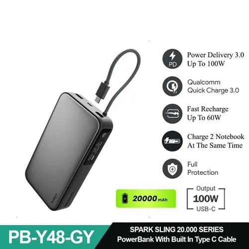 AUKEY POWERBANK Y48 20.000MAH GREY AK_PB-Y48_GY