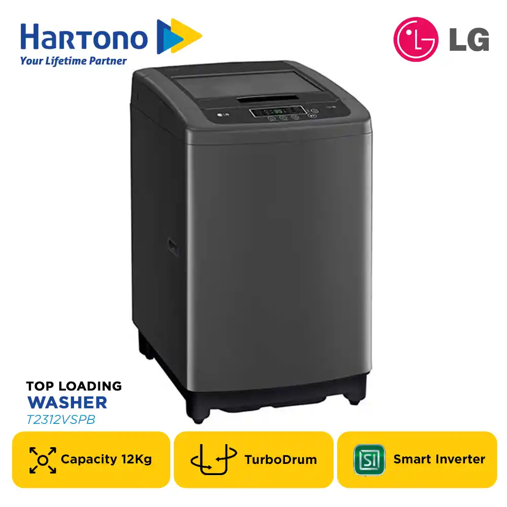 LG Mesin Cuci 1 Tabung Top Load Washer 12Kg Smart Inverter T2312VSPB