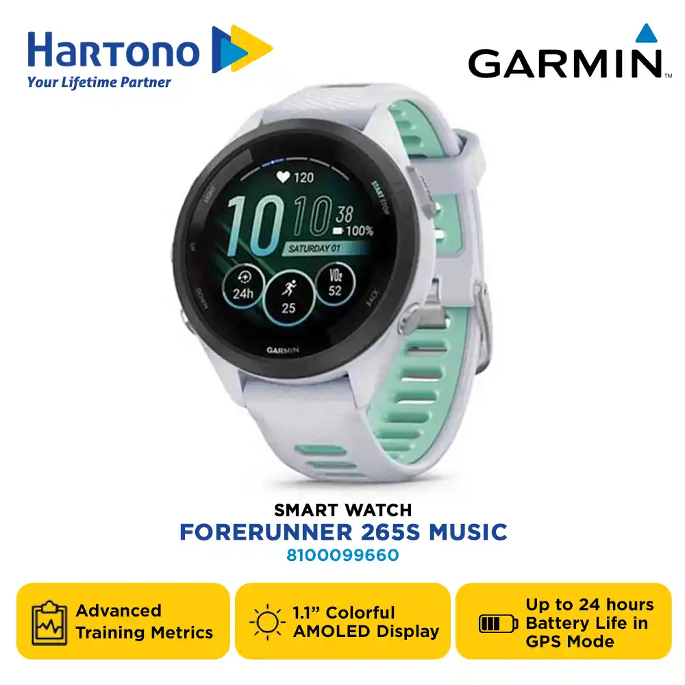 GARMIN SMART WATCH FORERUNNER 265S MUSIC WHITESTONE